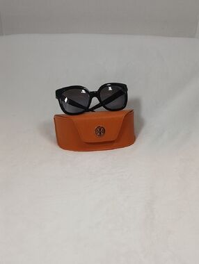 Tory Burch Black Oversized Sunglasses with Orange Case